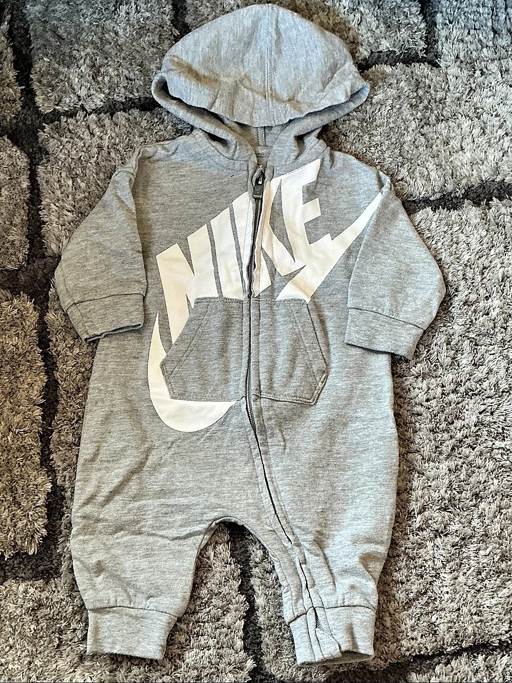 Nike Baby Essentials Hooded Coverall Baby Gray & White 3M